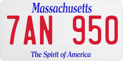 MA license plate 7AN950