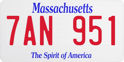 MA license plate 7AN951