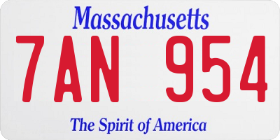 MA license plate 7AN954