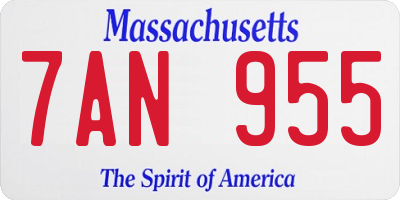 MA license plate 7AN955