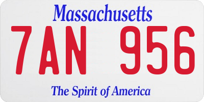 MA license plate 7AN956