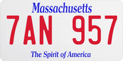 MA license plate 7AN957