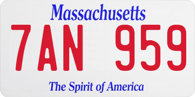 MA license plate 7AN959