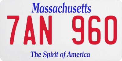 MA license plate 7AN960