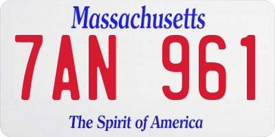 MA license plate 7AN961