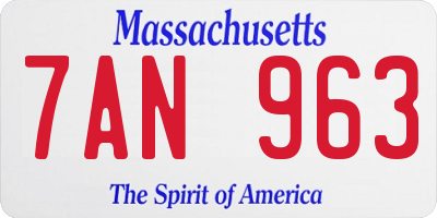 MA license plate 7AN963