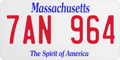 MA license plate 7AN964