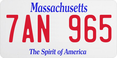 MA license plate 7AN965