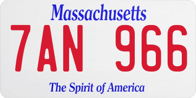 MA license plate 7AN966