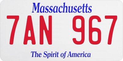 MA license plate 7AN967
