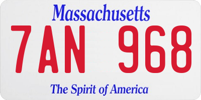 MA license plate 7AN968