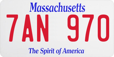 MA license plate 7AN970