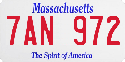 MA license plate 7AN972