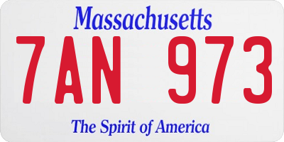 MA license plate 7AN973