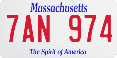 MA license plate 7AN974