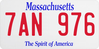 MA license plate 7AN976
