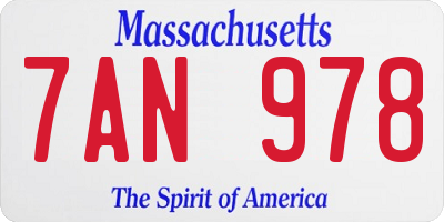 MA license plate 7AN978