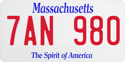 MA license plate 7AN980