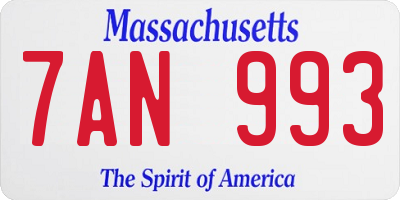 MA license plate 7AN993