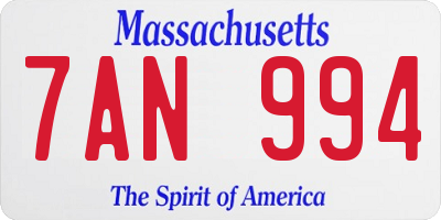 MA license plate 7AN994