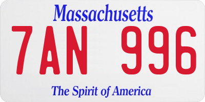 MA license plate 7AN996