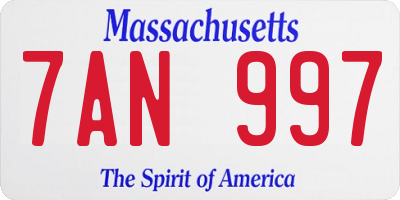 MA license plate 7AN997