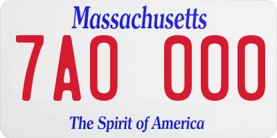 MA license plate 7AO000