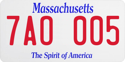 MA license plate 7AO005