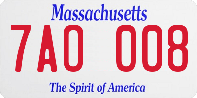 MA license plate 7AO008