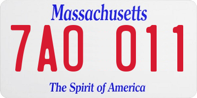 MA license plate 7AO011