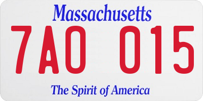 MA license plate 7AO015