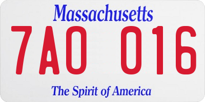 MA license plate 7AO016