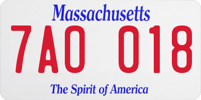 MA license plate 7AO018