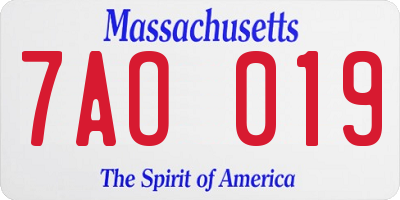 MA license plate 7AO019