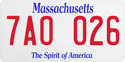 MA license plate 7AO026