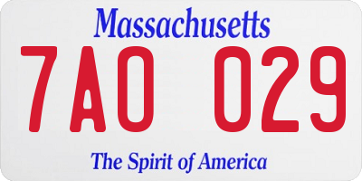 MA license plate 7AO029