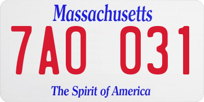 MA license plate 7AO031
