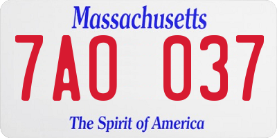 MA license plate 7AO037