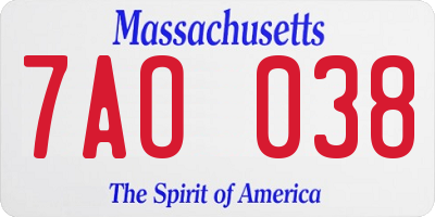 MA license plate 7AO038