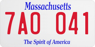 MA license plate 7AO041