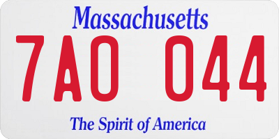 MA license plate 7AO044