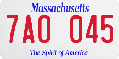 MA license plate 7AO045