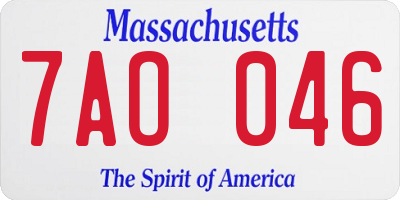 MA license plate 7AO046