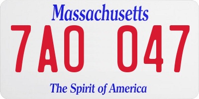 MA license plate 7AO047