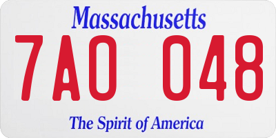 MA license plate 7AO048