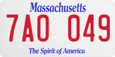 MA license plate 7AO049