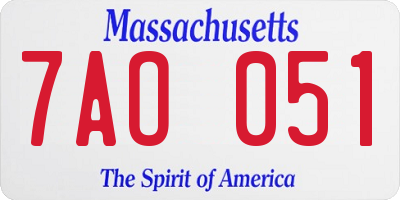 MA license plate 7AO051