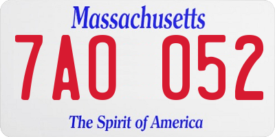 MA license plate 7AO052