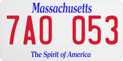 MA license plate 7AO053