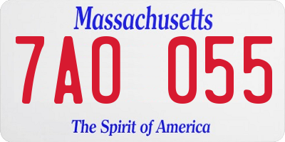 MA license plate 7AO055